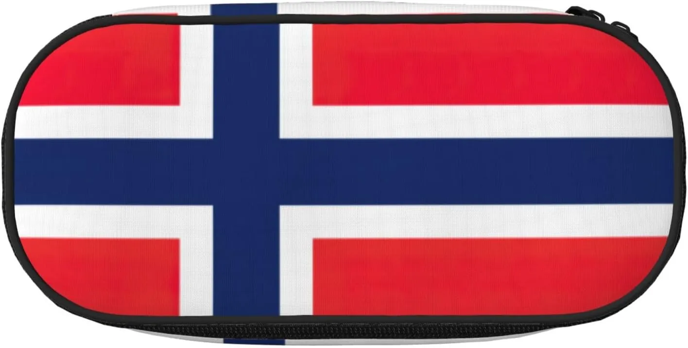 Norwegian flag print Pencil Case, Small Pencil Pouch Multi Use Pencil Case Organizer, Portable Pencil Bags