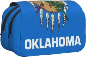 Oklahoma State Flag print Pencil Case Box Organizer,Large Capacity Portable Big Pencil Bags with Zipper for Office Home