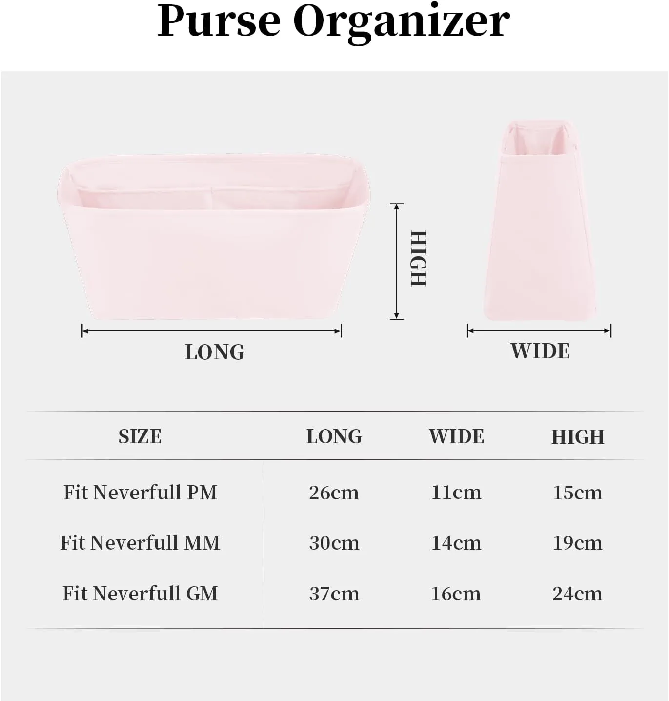 Organizer for LV Neverfull MM Tote Bags, Purse Bags Organizer with Silky Satin, Lightweight Shaper for Daily Use, Multiple Pockets for Storage (Neverfull MM, Rose Sakure)