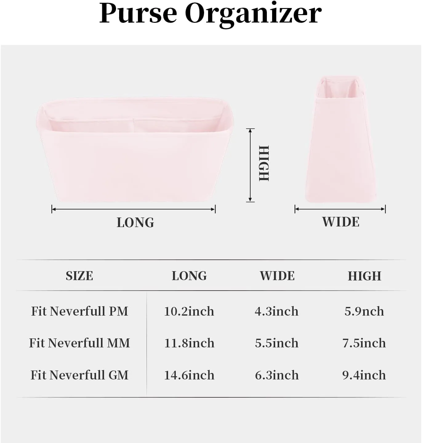 Organizer for LV Neverfull MM Tote Bags, Purse Bags Organizer with Silky Satin, Lightweight Shaper for Daily Use, Multiple Pockets for Storage (Neverfull MM, Rose Sakure)