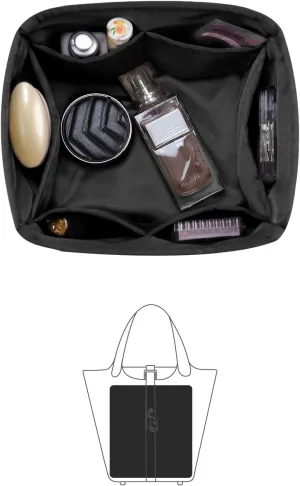 Organizer Insert for Purse Bags, Luxury Bags Storage with Silky Satin, Fits for Picotin 18 Bags, Lightweight Multi-Pocket Inner Bag for Daily Uses(Black, Picotin18)