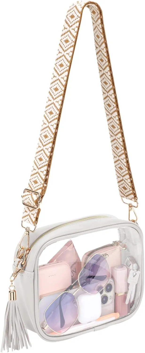 PACKISM Clear Bag for Stadium Events - Cute Clear Purse for Women Crossbody & Adjustable Chain for Sports Games Concerts