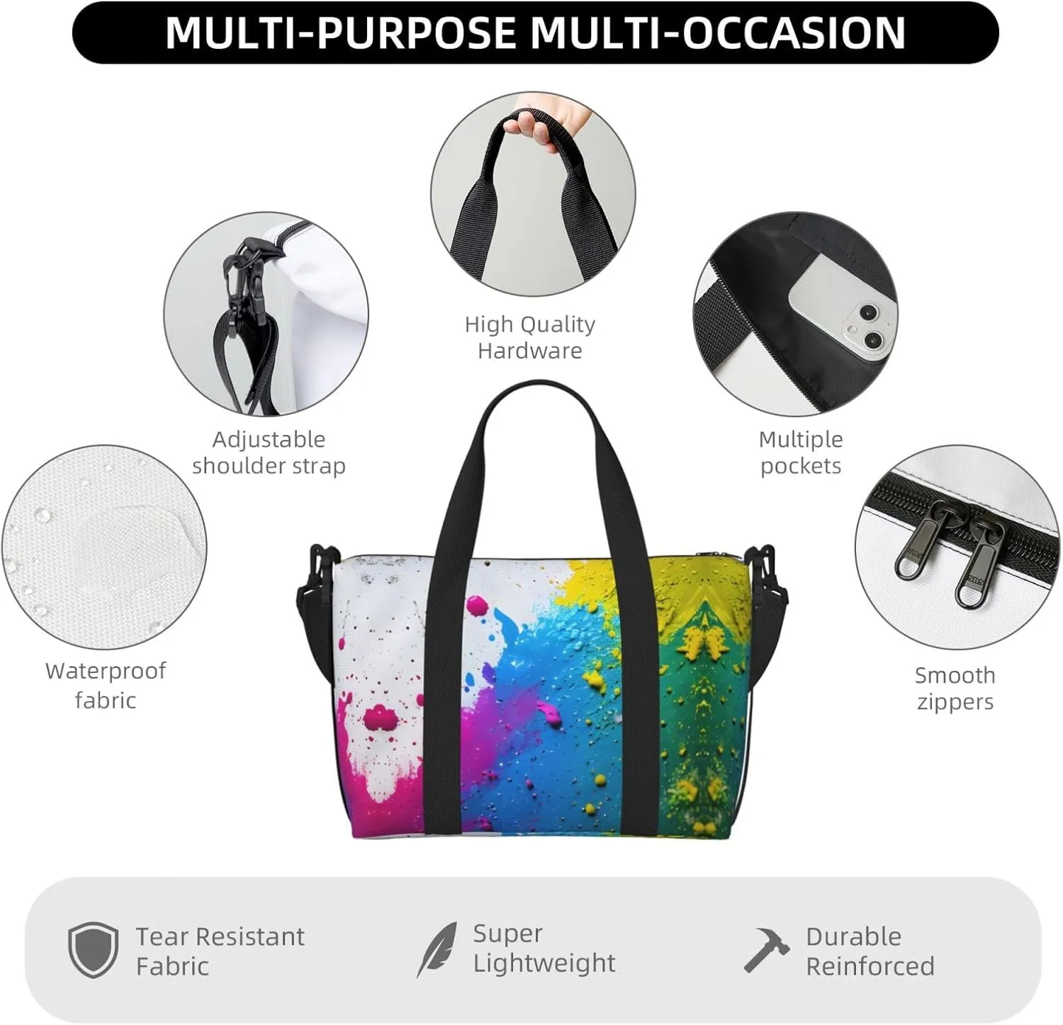 Paint Splatter Backdrop Travel Bags, Weekender Carry On For Women, Sports Gym Bag, Workout Duffel Bag,Overnight