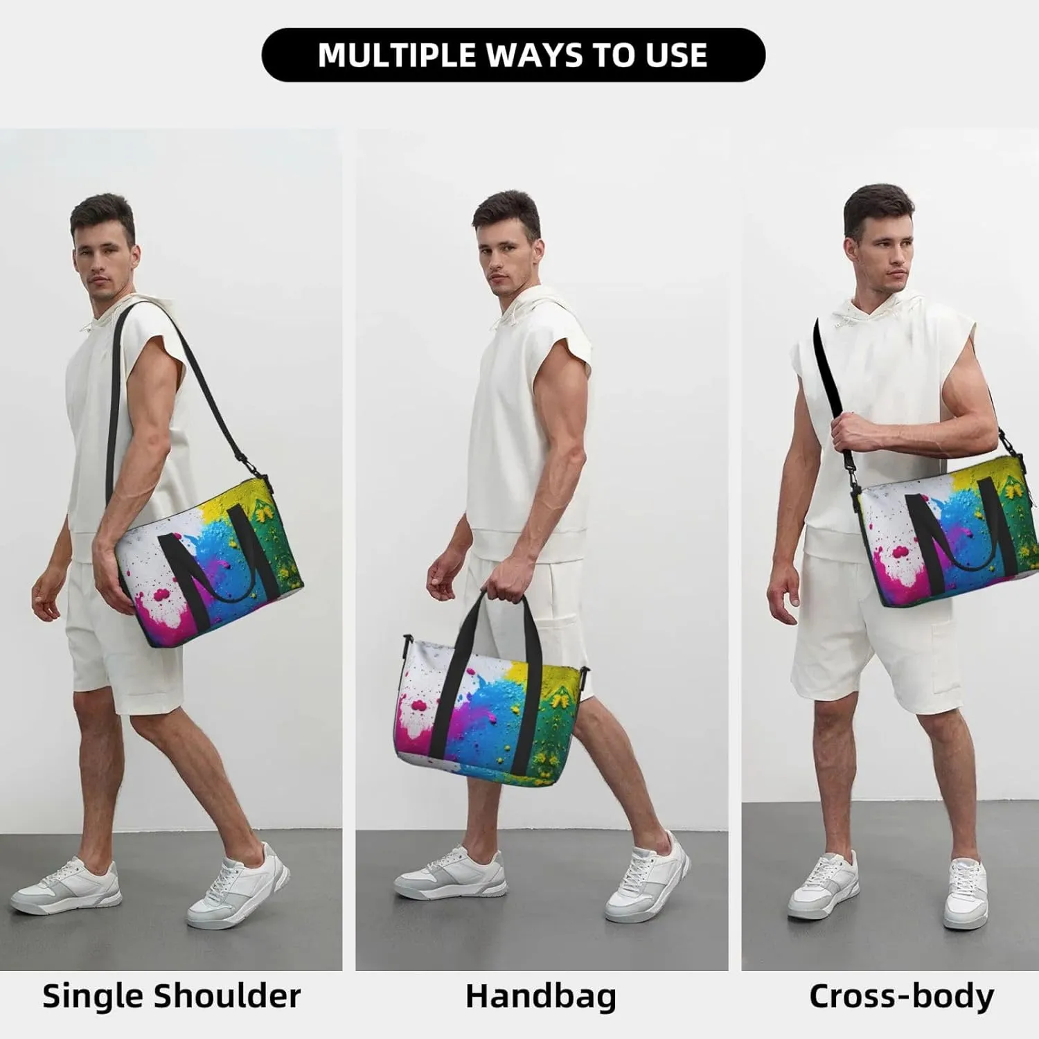 Paint Splatter Backdrop Travel Bags, Weekender Carry On For Women, Sports Gym Bag, Workout Duffel Bag,Overnight