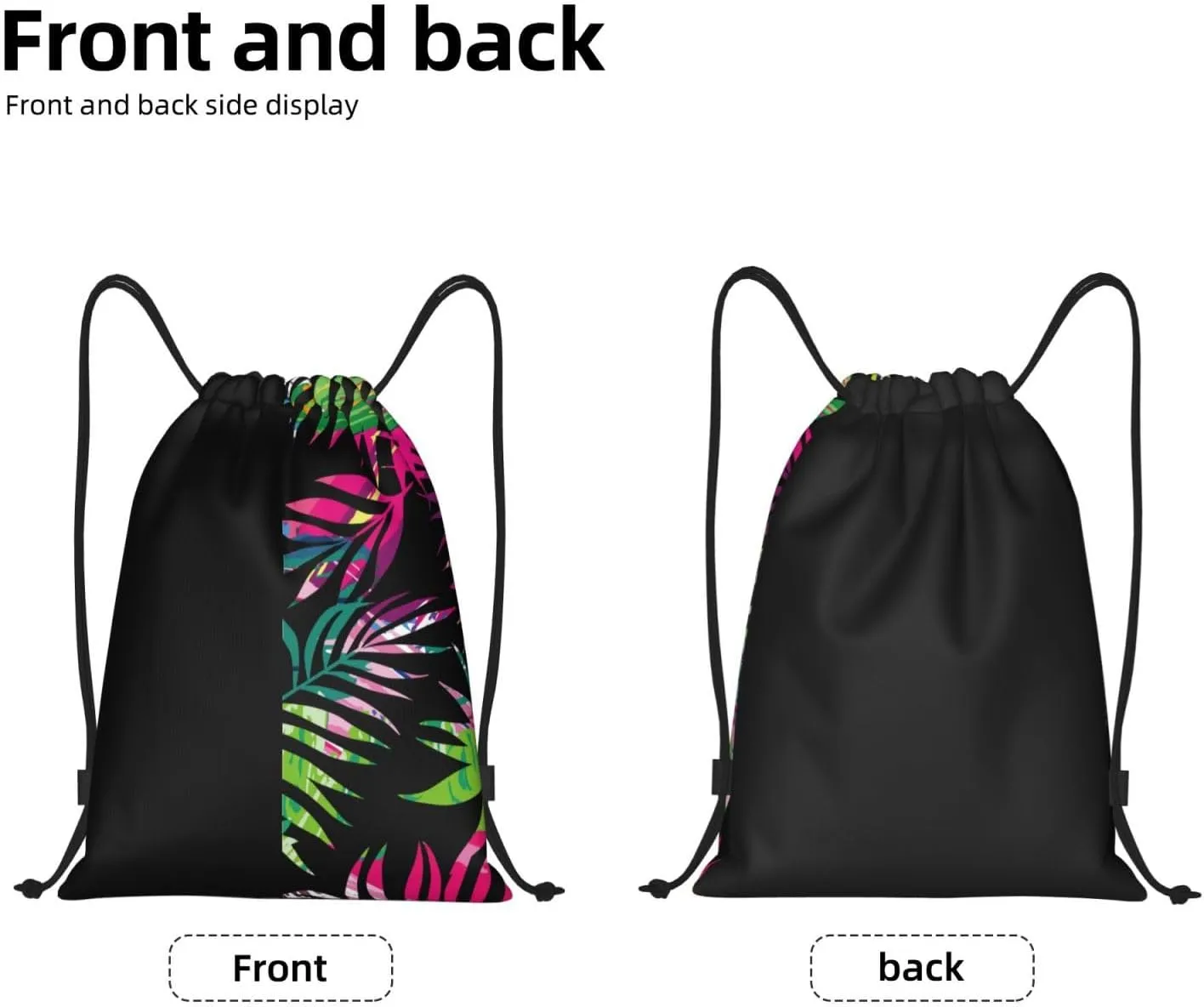 Palm Leaves Drawstring Bags Colorful Hawaiian Beach Backpack Personalized Rainbow Floral Sport Gym Sack Summer Theme String Bag Yoga Bag for Men Women