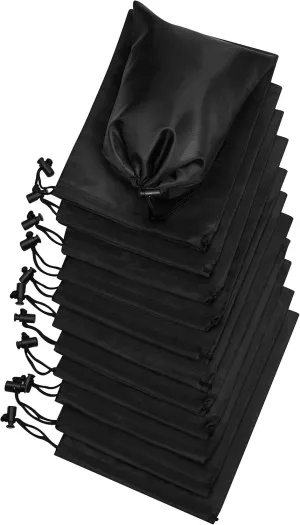 PALTERWEAR Drawstring Bag - Nylon Cinch and Ditty Stuff Pouch with Toggle (6 x 8-12 pack, Black)