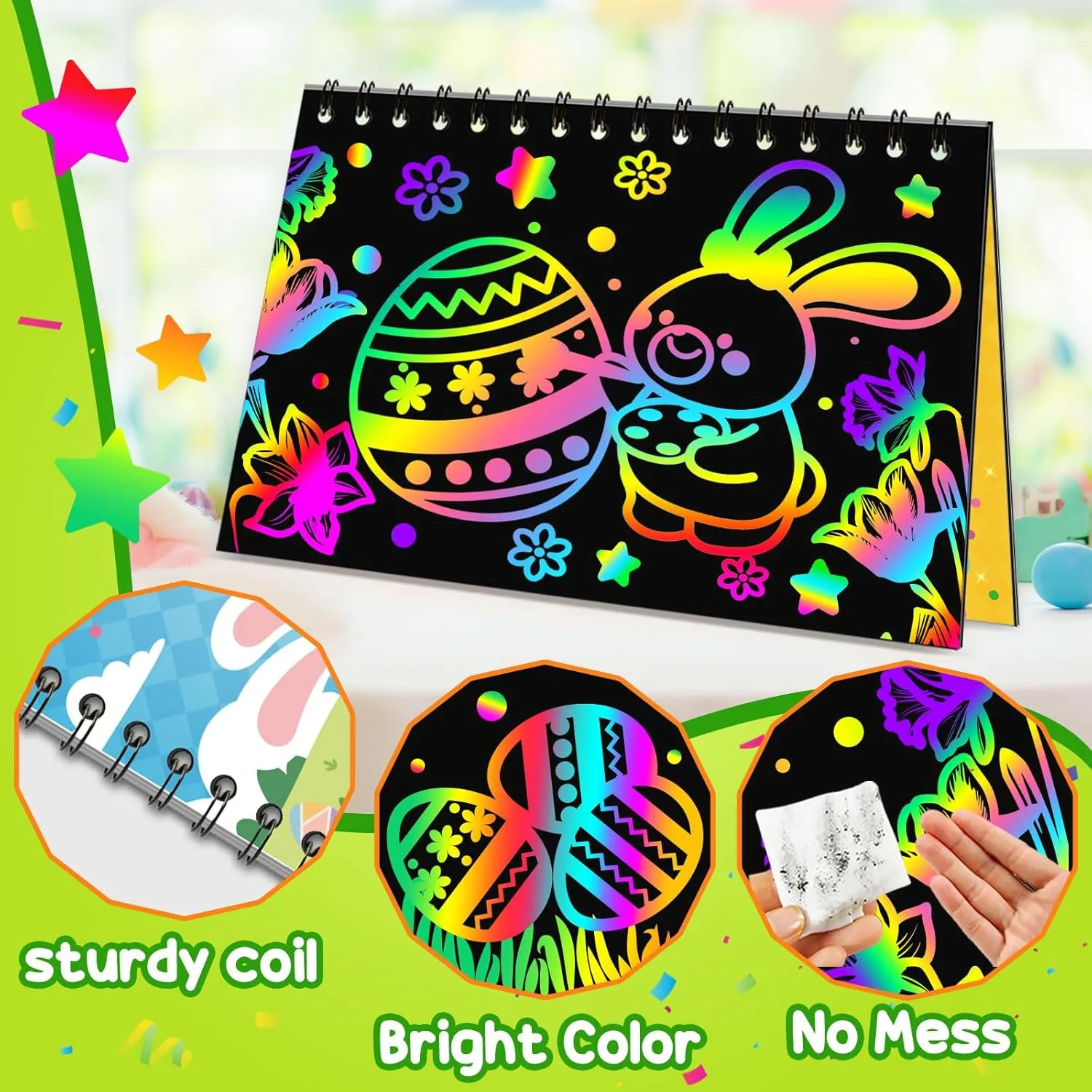Party Favors for Kids 4-8-12: 24 Pack Scratch Rainbow Art Crafts Notebook, Coloring Book Goodie Bags Stuffers Kit, Bulk Birthday Gift Classroom Prizes Girl Boy Toddler Easter