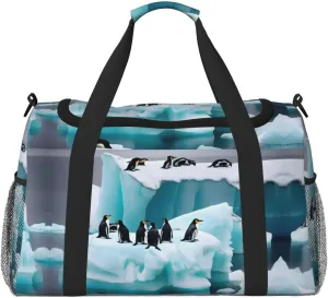 Penguins On The Iceberg print Carry on Bag Underseat forTraveling Personal Item Bag Travel Duffel Bag Gym Bag for Women Men