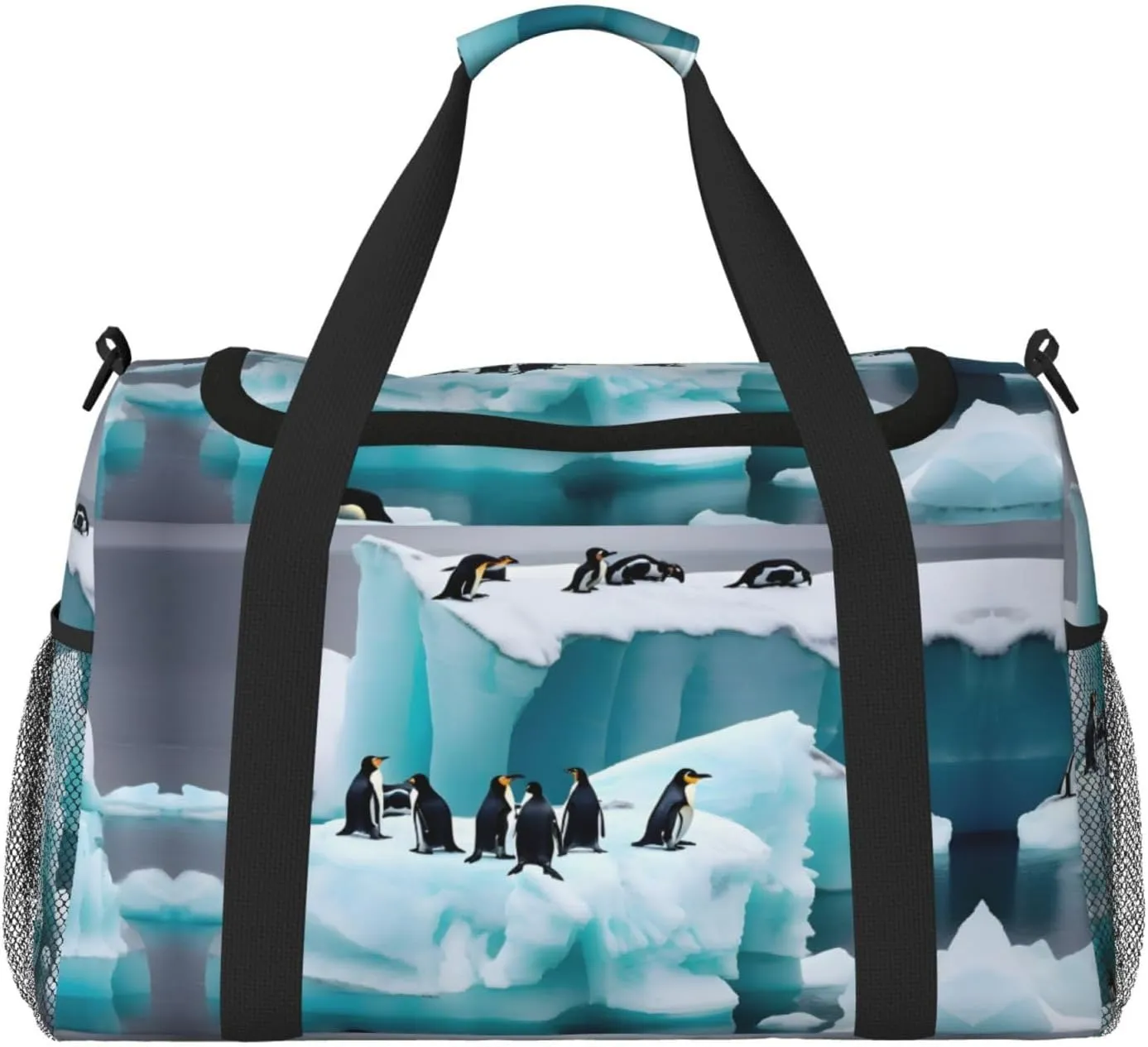 Penguins On The Iceberg print Carry on Bag Underseat forTraveling Personal Item Bag Travel Duffel Bag Gym Bag for Women Men