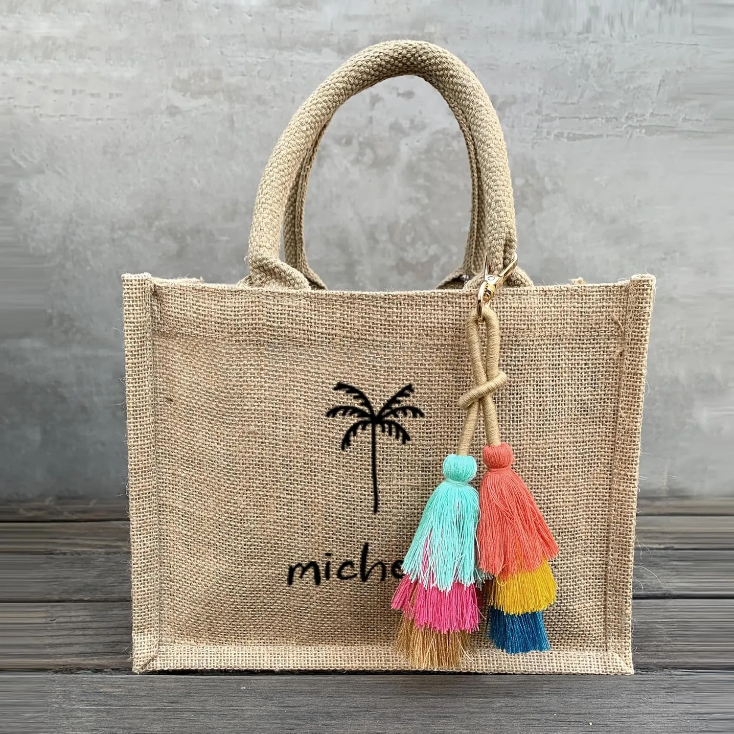 Personalized Bridesmaid Bags - Cute Burlap Tote Bags