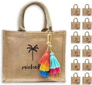 Personalized Bridesmaid Bags - Cute Burlap Tote Bags