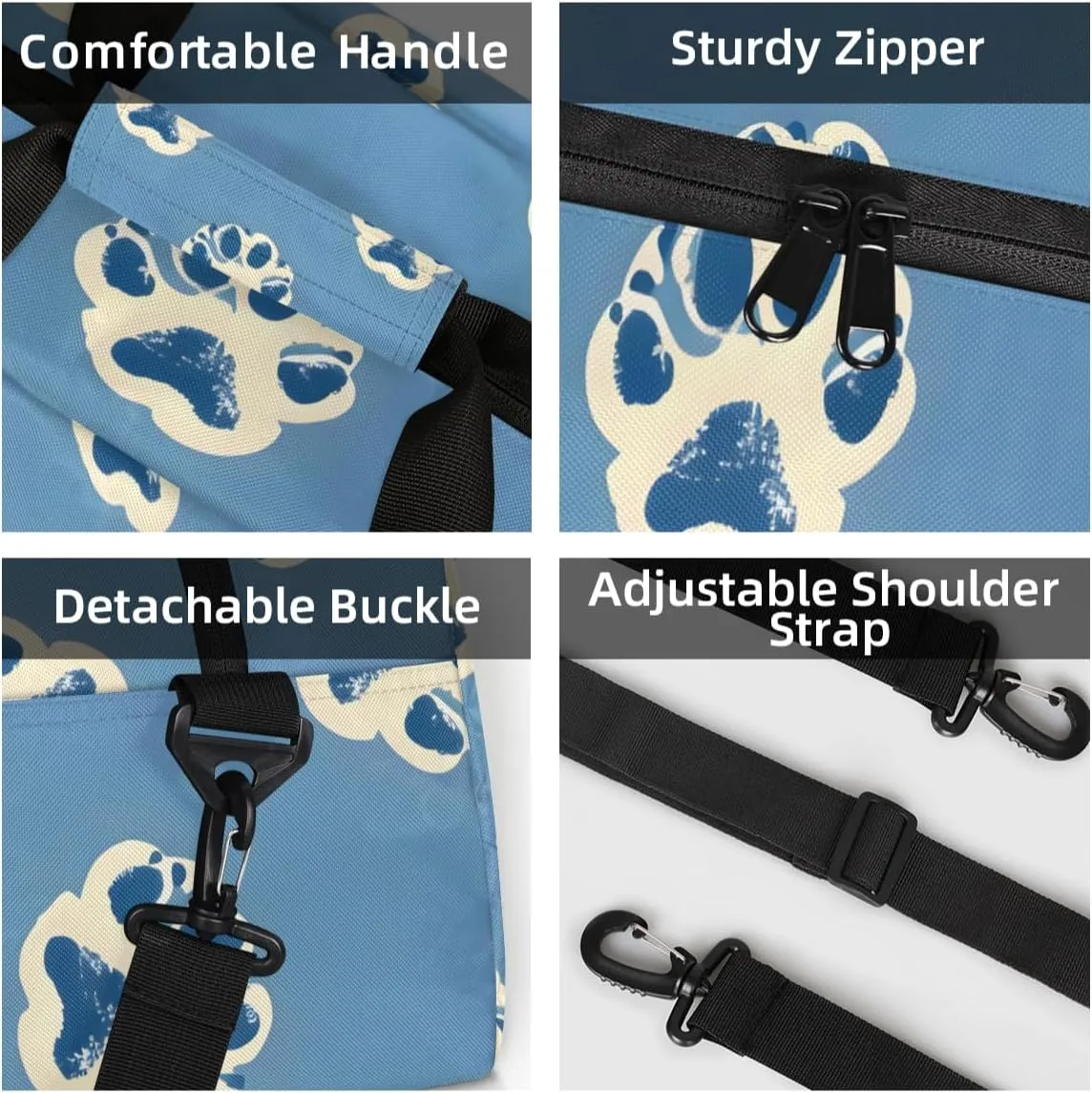Personalized Custom Gym Bag for Women Men Carry on Cute Paw Print Travel Duffel Tote Funny Animal Overnight Workout Weekender Bag