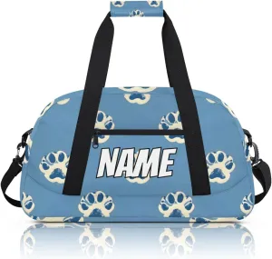 Personalized Custom Gym Bag for Women Men Carry on Cute Paw Print Travel Duffel Tote Funny Animal Overnight Workout Weekender Bag