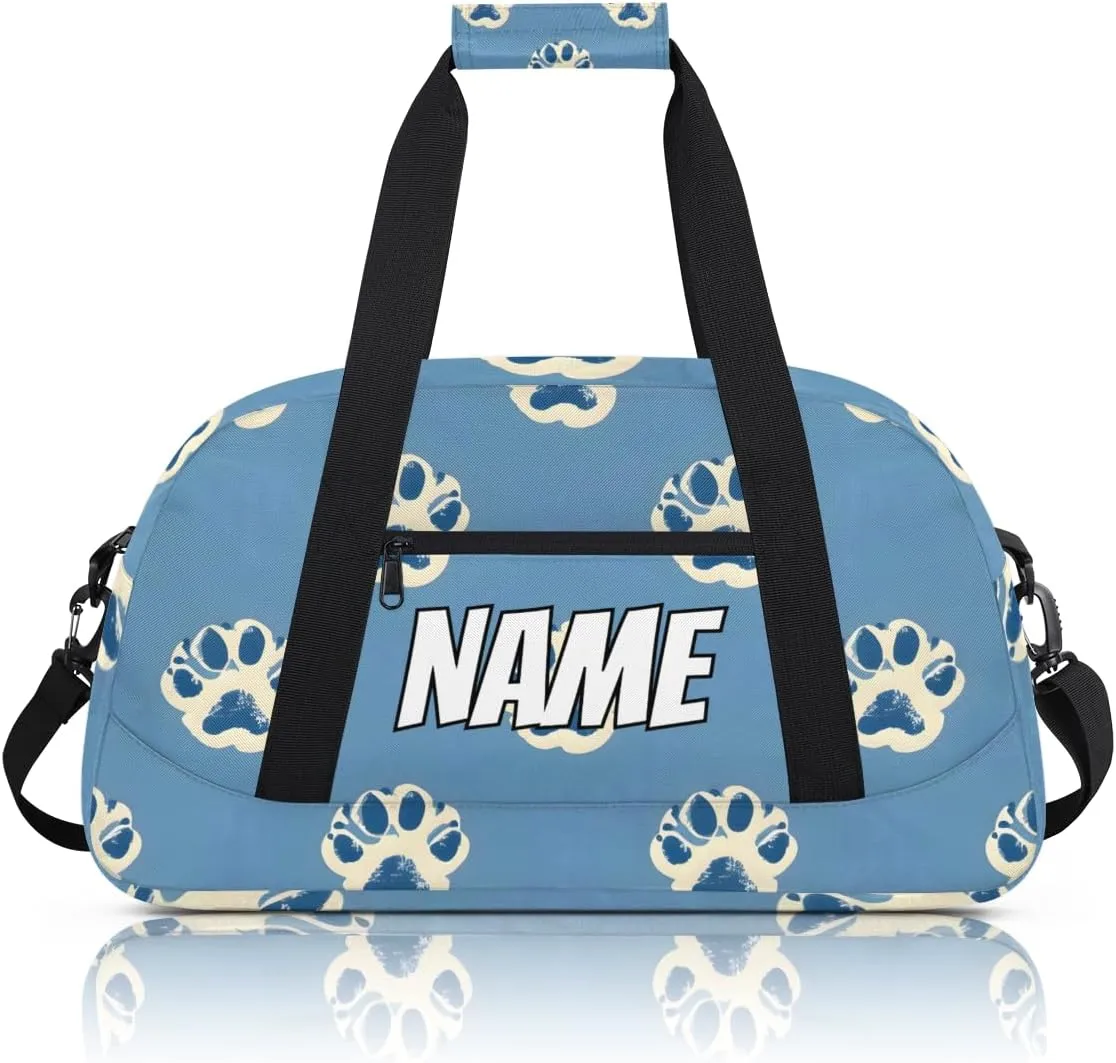 Personalized Custom Gym Bag for Women Men Carry on Cute Paw Print Travel Duffel Tote Funny Animal Overnight Workout Weekender Bag