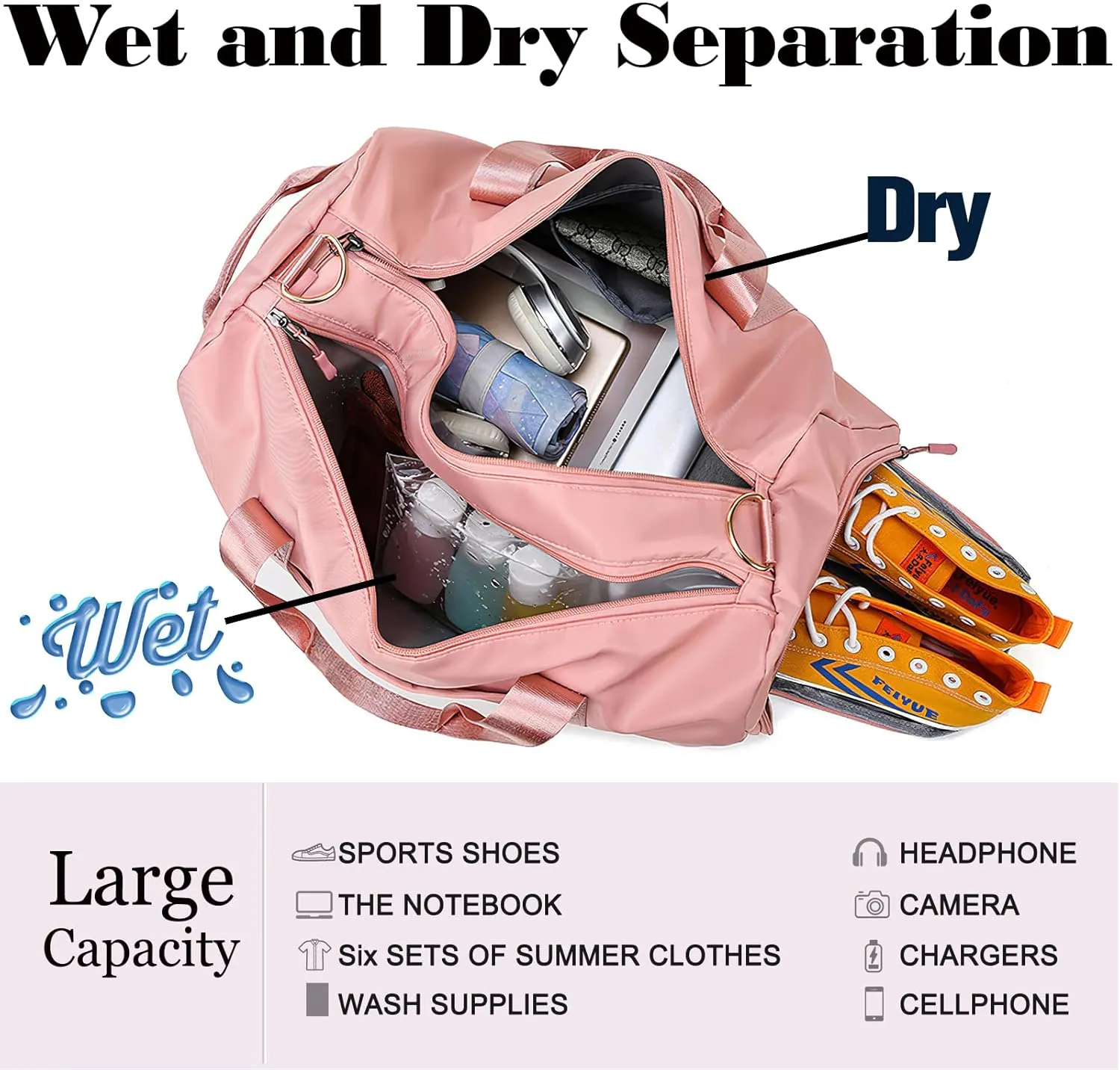 Personalized Dance Duffle Bag Printed Name Text Photo for Women Girls Custom Sport Gym Travel Bags Customized Dry Wet Separated Overnight Weekender Waterproof Bag Gift-Green