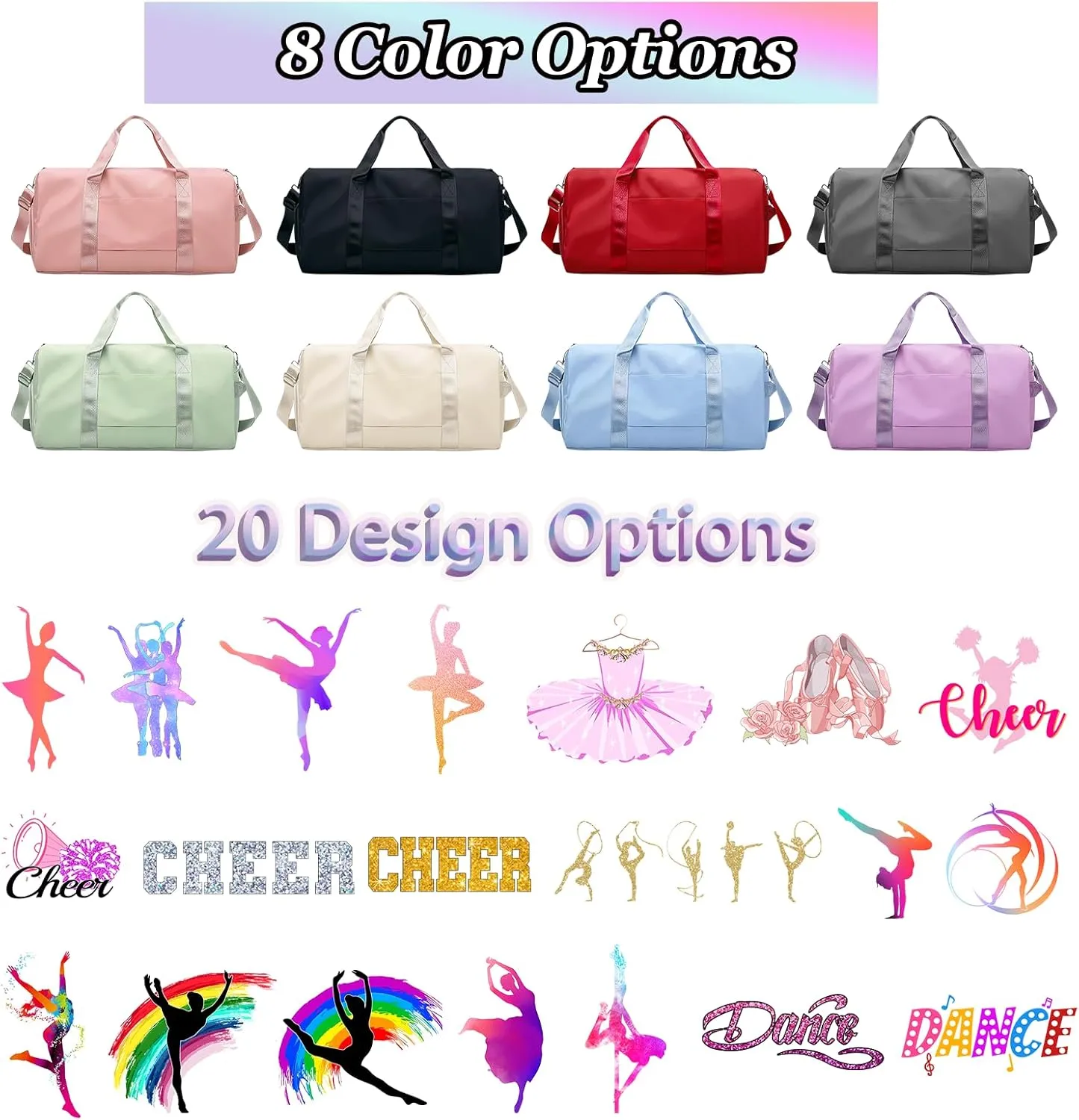 Personalized Dance Duffle Bag Printed Name Text Photo for Women Girls Custom Sport Gym Travel Bags Customized Dry Wet Separated Overnight Weekender Waterproof Bag Gift-Green