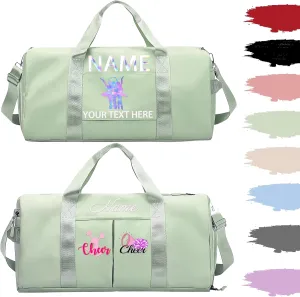 Personalized Dance Duffle Bag Printed Name Text Photo for Women Girls Custom Sport Gym Travel Bags Customized Dry Wet Separated Overnight Weekender Waterproof Bag Gift-Green