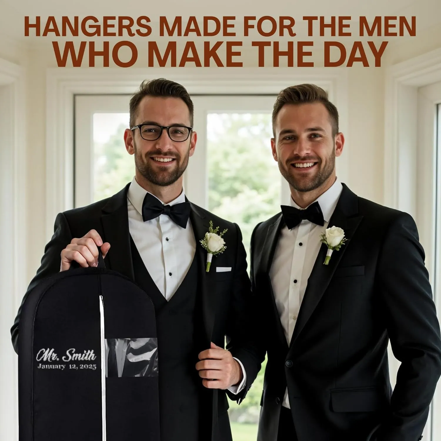 Personalized Garment bag for Groom Tuxedo - Embroidered Name Breathable Black Bag for Groomsmen with 2 Pockets for Hanging Clothes - Ideal for Groom Attire- Custom Suit Cover Bag with Carry Handles