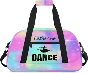 Personalized Kids Duffel Bag Dance Ballet,Custom Sport Gym Bag for Boys Girls,Weekender Overnight Bags Travel Duffel Bag,Customized Kids Gift Rainbow Galaxy
