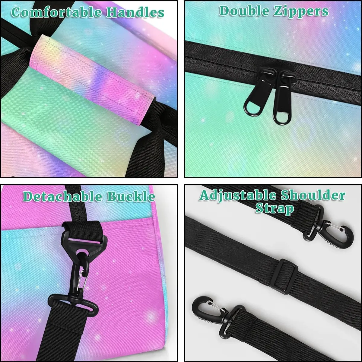 Personalized Kids Duffel Bag Dance Ballet,Custom Sport Gym Bag for Boys Girls,Weekender Overnight Bags Travel Duffel Bag,Customized Kids Gift Rainbow Galaxy