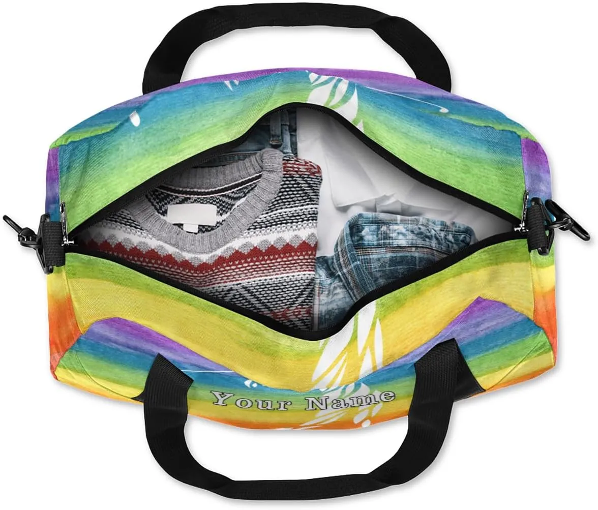 Personalized Kids Duffel Bag Sport Golf Ball Rainbow,Custom Sport Gym Bag for Boys Girls,WWeekender Overnight Bags Travel Duffel Bag,Customized Kids Gift
