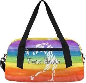 Personalized Kids Duffel Bag Sport Golf Ball Rainbow,Custom Sport Gym Bag for Boys Girls,WWeekender Overnight Bags Travel Duffel Bag,Customized Kids Gift