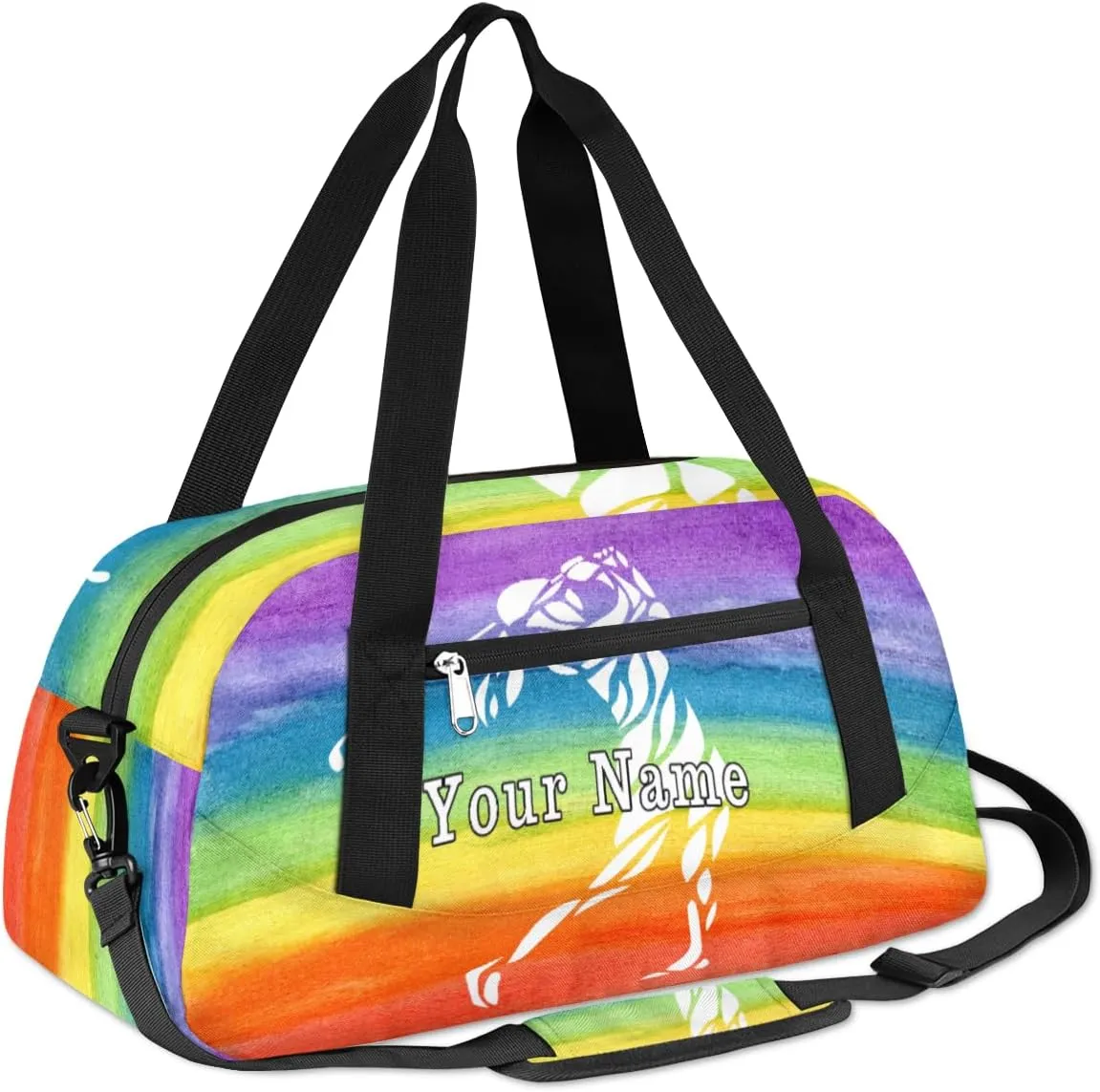 Personalized Kids Duffel Bag Sport Golf Ball Rainbow,Custom Sport Gym Bag for Boys Girls,WWeekender Overnight Bags Travel Duffel Bag,Customized Kids Gift