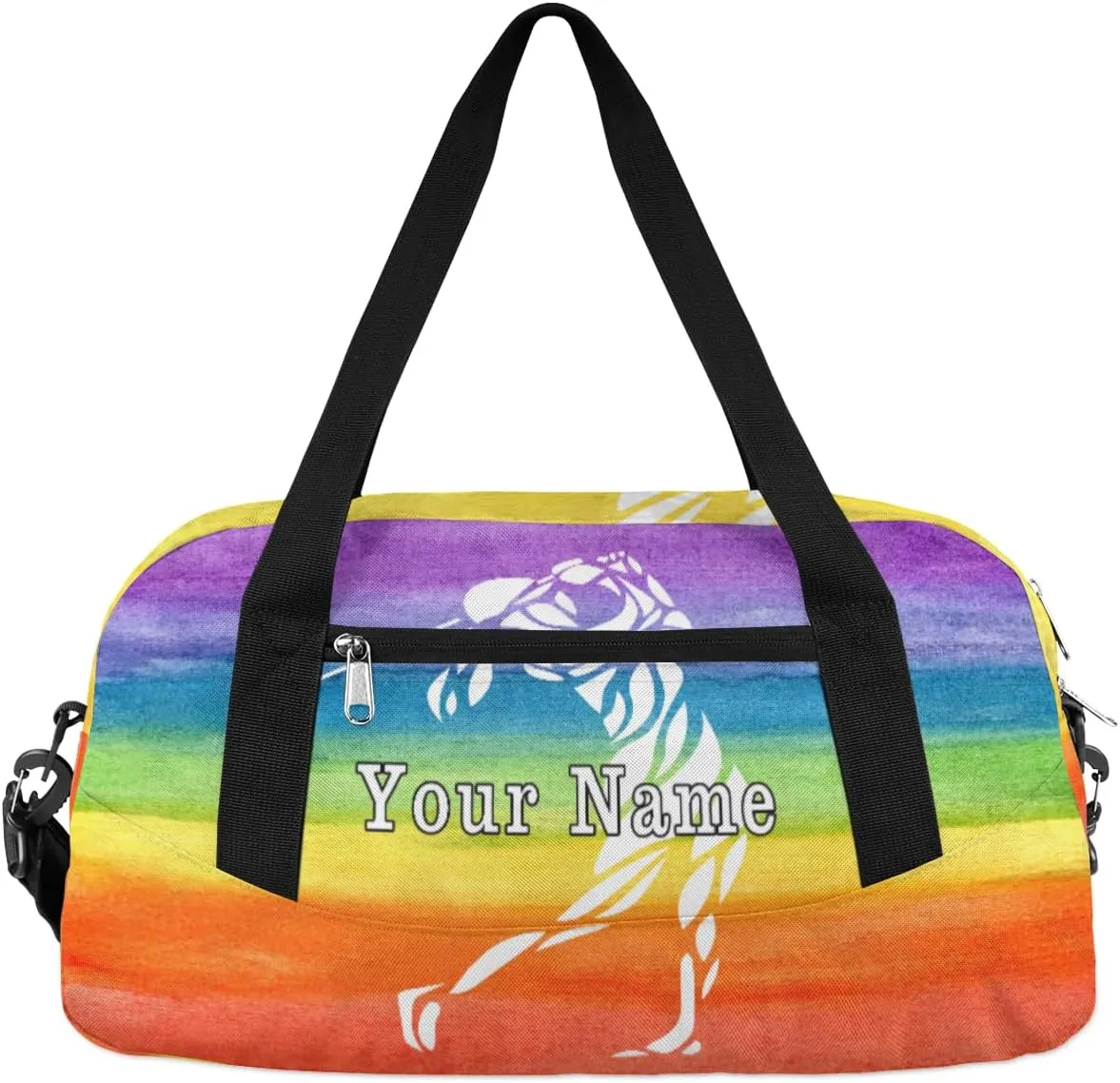 Personalized Kids Duffel Bag Sport Golf Ball Rainbow,Custom Sport Gym Bag for Boys Girls,WWeekender Overnight Bags Travel Duffel Bag,Customized Kids Gift