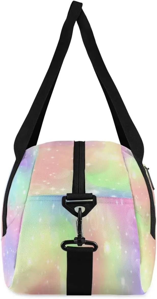 Personalized Kids Duffel Bag,Custom Sport Gym Bag for Girls,Weekender Overnight Bags Travel Duffel Bag,Customized Kids Gift Rainbow Art Gymnast