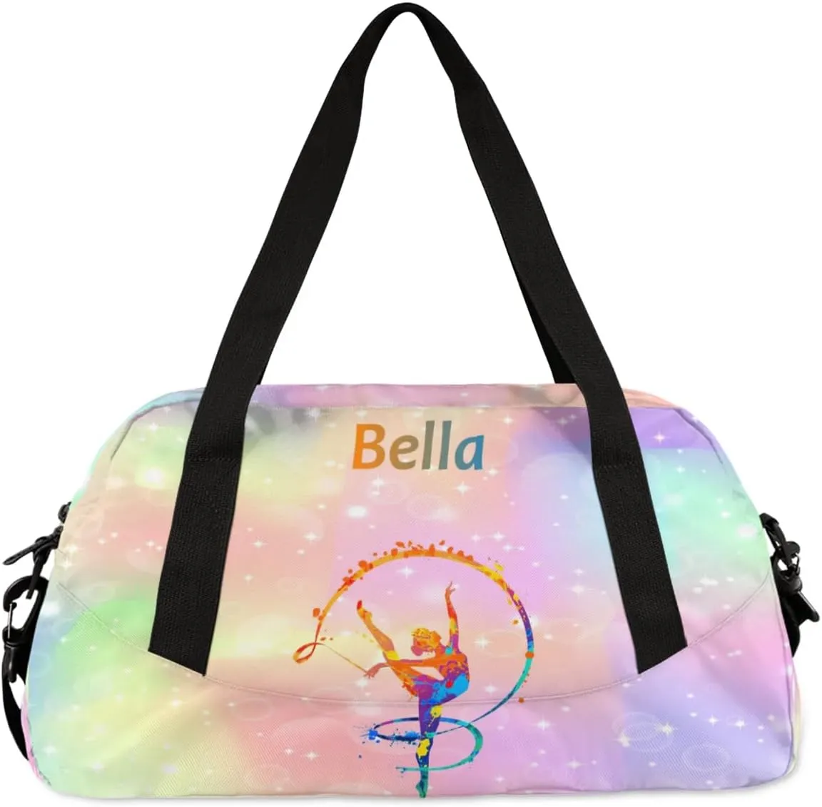Personalized Kids Duffel Bag,Custom Sport Gym Bag for Girls,Weekender Overnight Bags Travel Duffel Bag,Customized Kids Gift Rainbow Art Gymnast