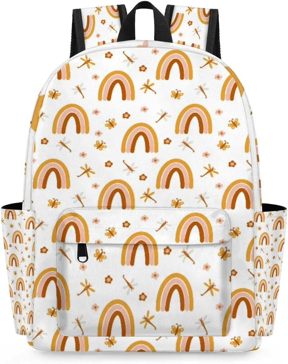 Personalized Kids Rainbow Backpack for Girls, Preschool Kindergarten Elementary Bookbag Toddler Daycare Travel Bag