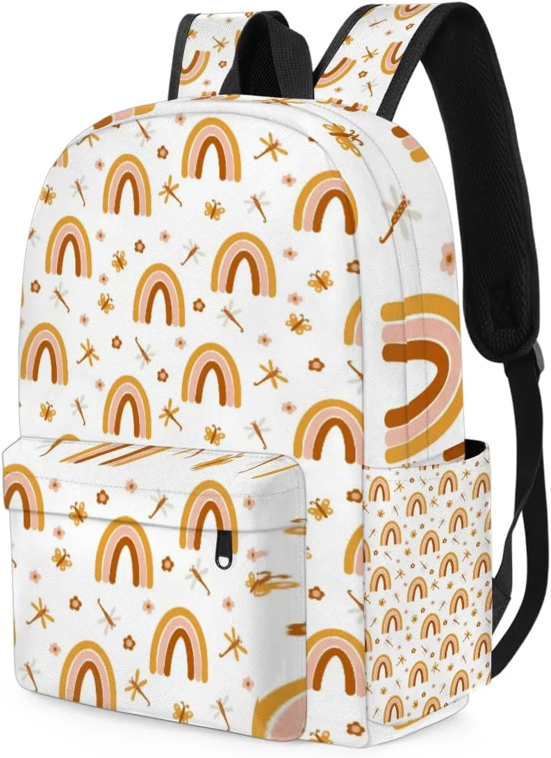 Personalized Kids Rainbow Backpack for Girls, Preschool Kindergarten Elementary Bookbag Toddler Daycare Travel Bag