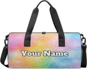 Personalized Rainbow Sport Gym Bag, Custom Name Duffel Bags for Men, Waterproof Custom Sport Duffel Bag, Gymnastics Dance, Rainbow Themed