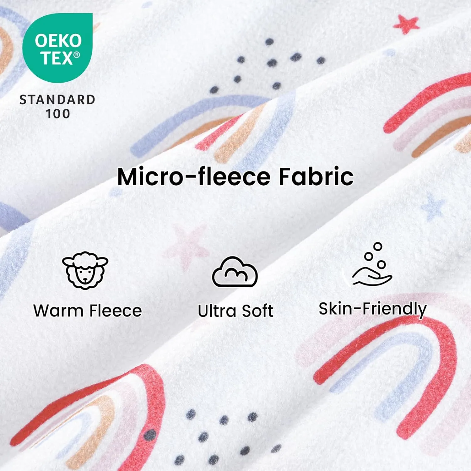 PHF Warm Micro-Fleece Baby Sleep Sack 12-18 Months, Soft Baby Wearable Blanket, 2-Way Zipper Sleeping Bags, 2 Pack Comfy Toddler Sleeping Sack for Girls, Large Size, Rainbow
