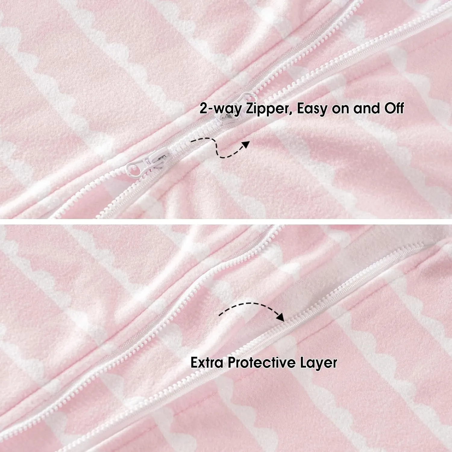 PHF Warm Micro-Fleece Baby Sleep Sack 12-18 Months, Soft Baby Wearable Blanket, 2-Way Zipper Sleeping Bags, 2 Pack Comfy Toddler Sleeping Sack for Girls, Large Size, Rainbow