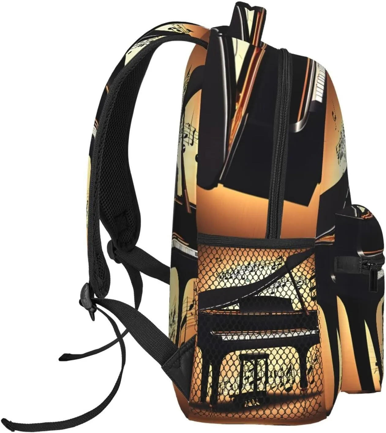 Piano Violin And Music Notes Print Laptop Backpack Stylish Bookbag College Daypack Travel Business Work Bag For Men Women