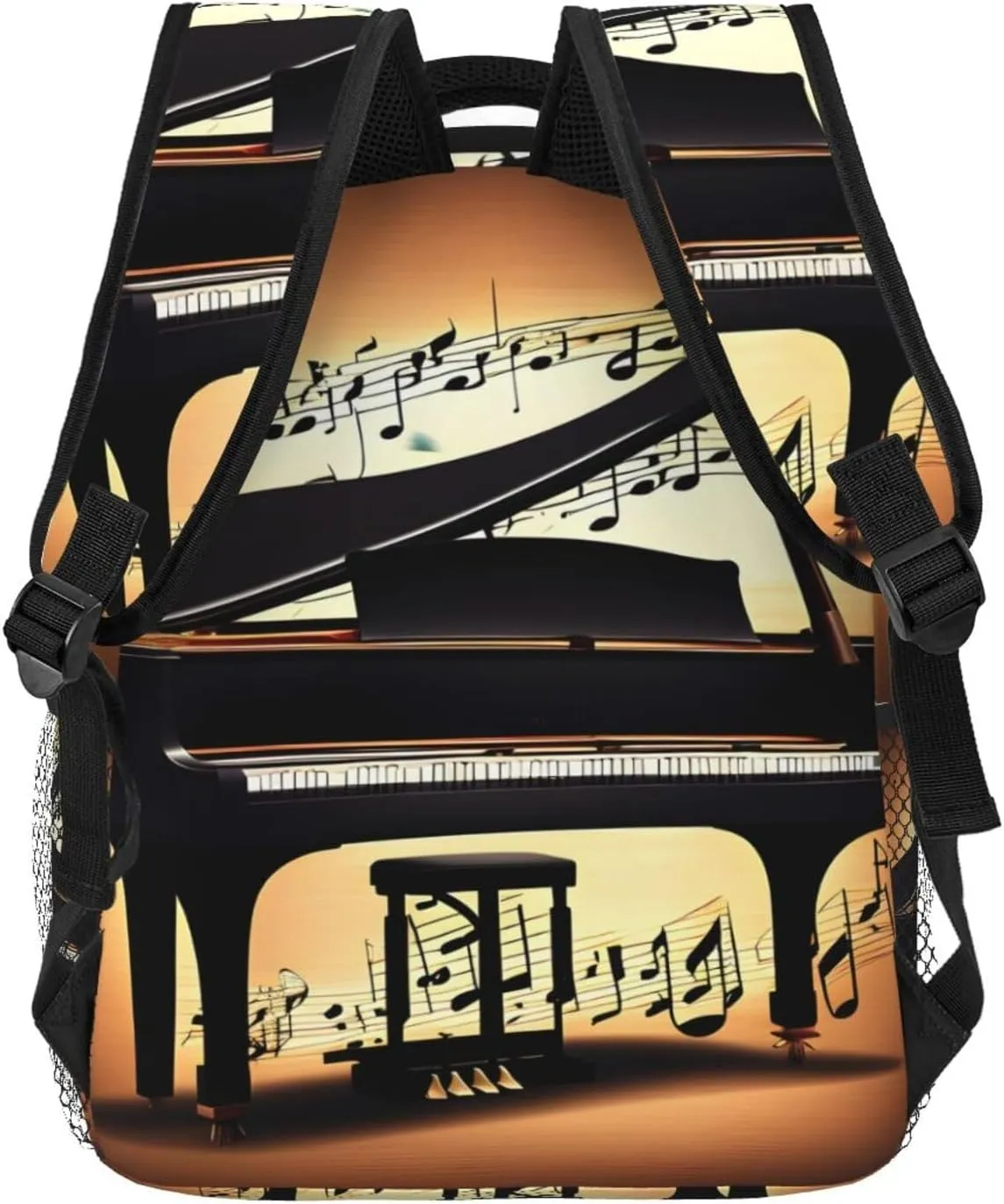 Piano Violin And Music Notes Print Laptop Backpack Stylish Bookbag College Daypack Travel Business Work Bag For Men Women