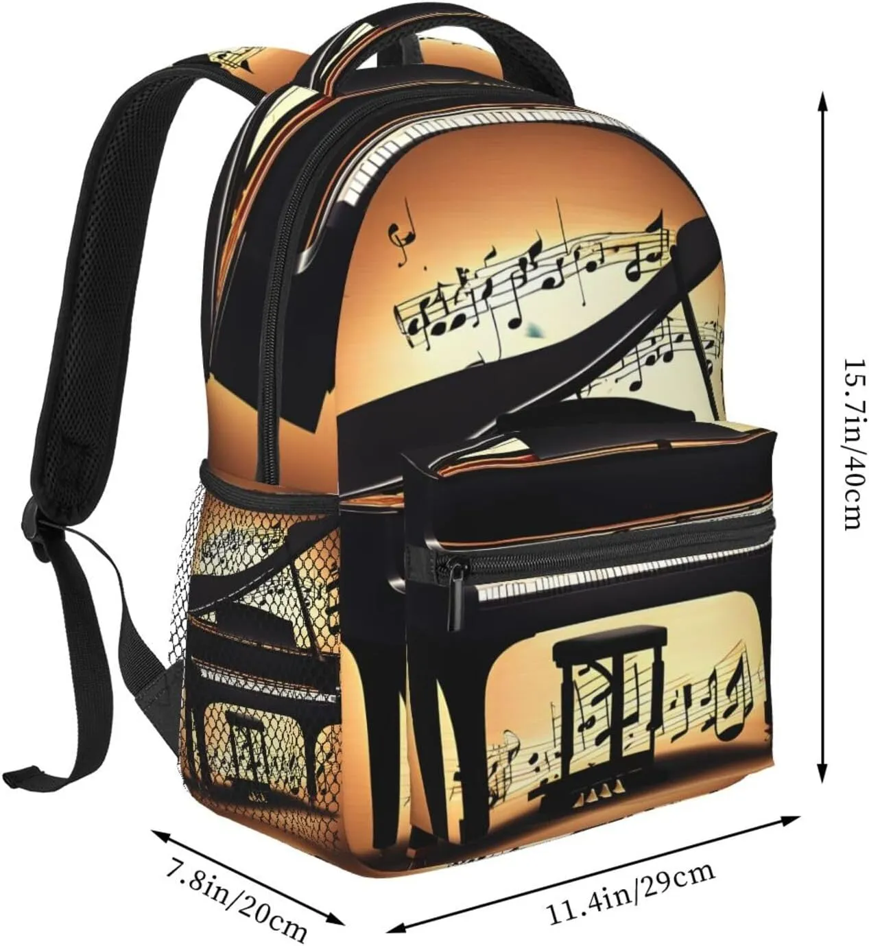 Piano Violin And Music Notes Print Laptop Backpack Stylish Bookbag College Daypack Travel Business Work Bag For Men Women