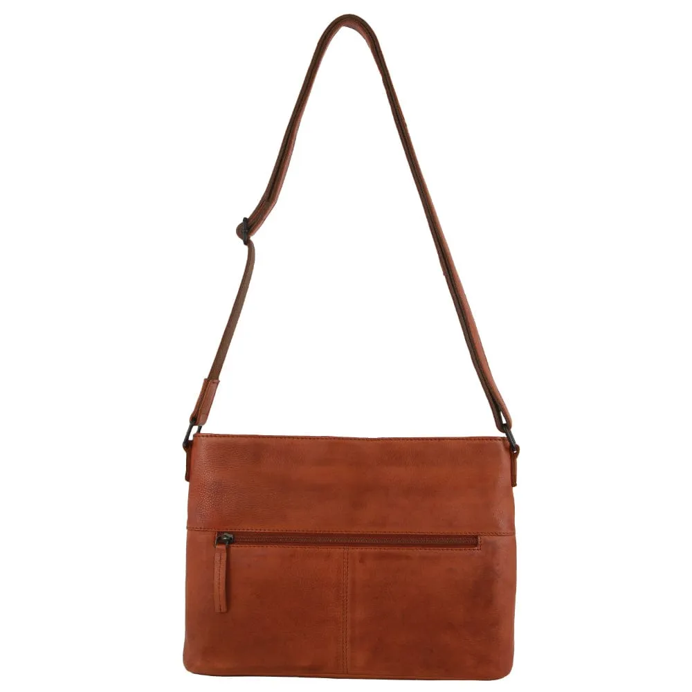 Pierre Cardin Leather Embossed Woven Cross-Body Bag in Cognac