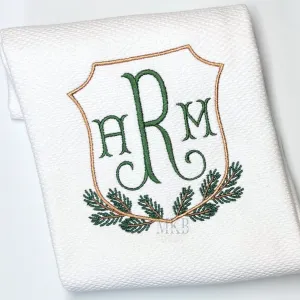 Pine Branch Crest Machine Embroidery Design File
