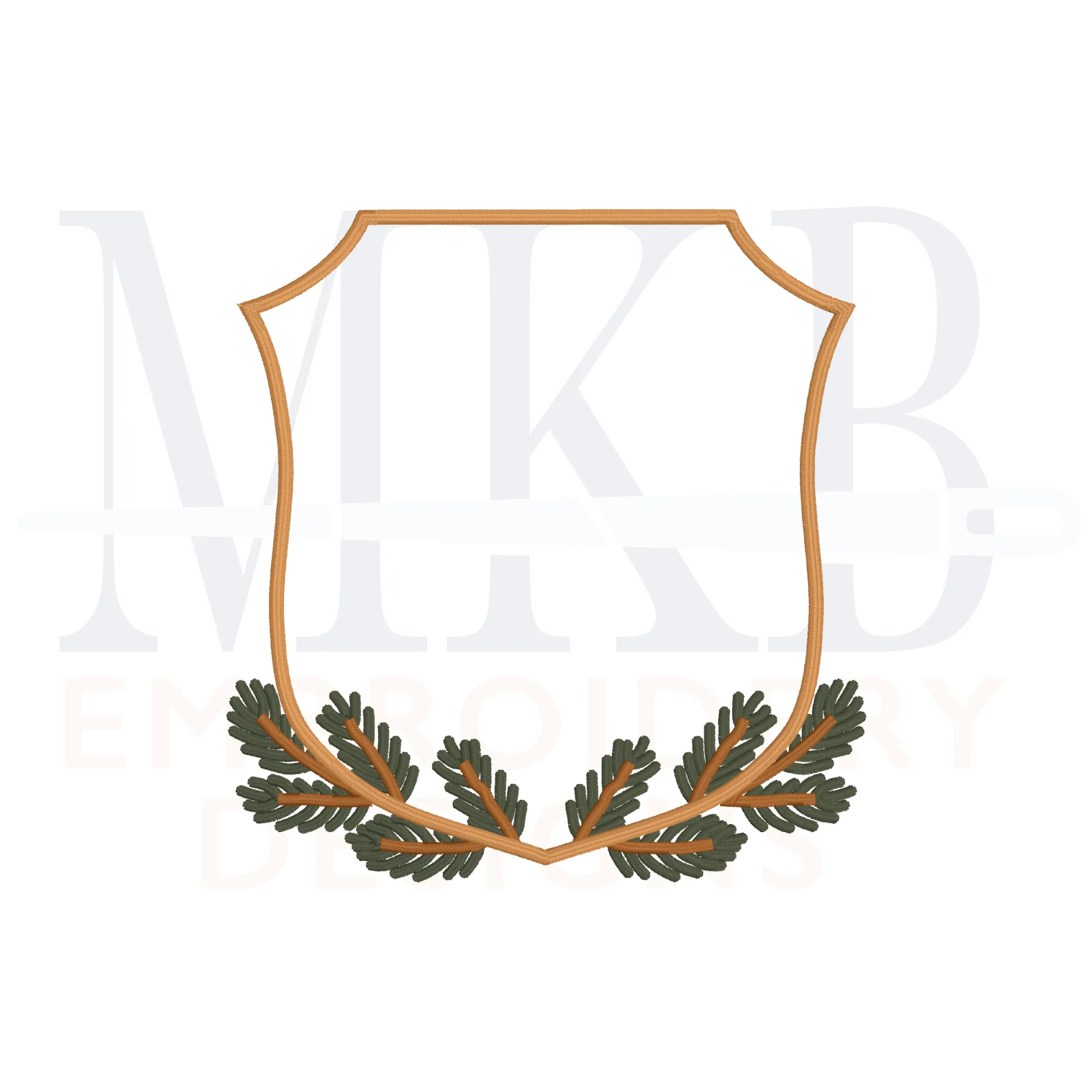 Pine Branch Crest Machine Embroidery Design File
