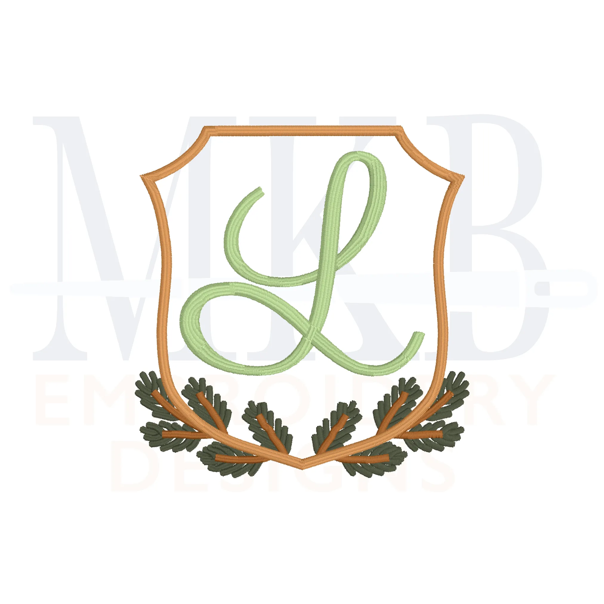 Pine Branch Crest Machine Embroidery Design File