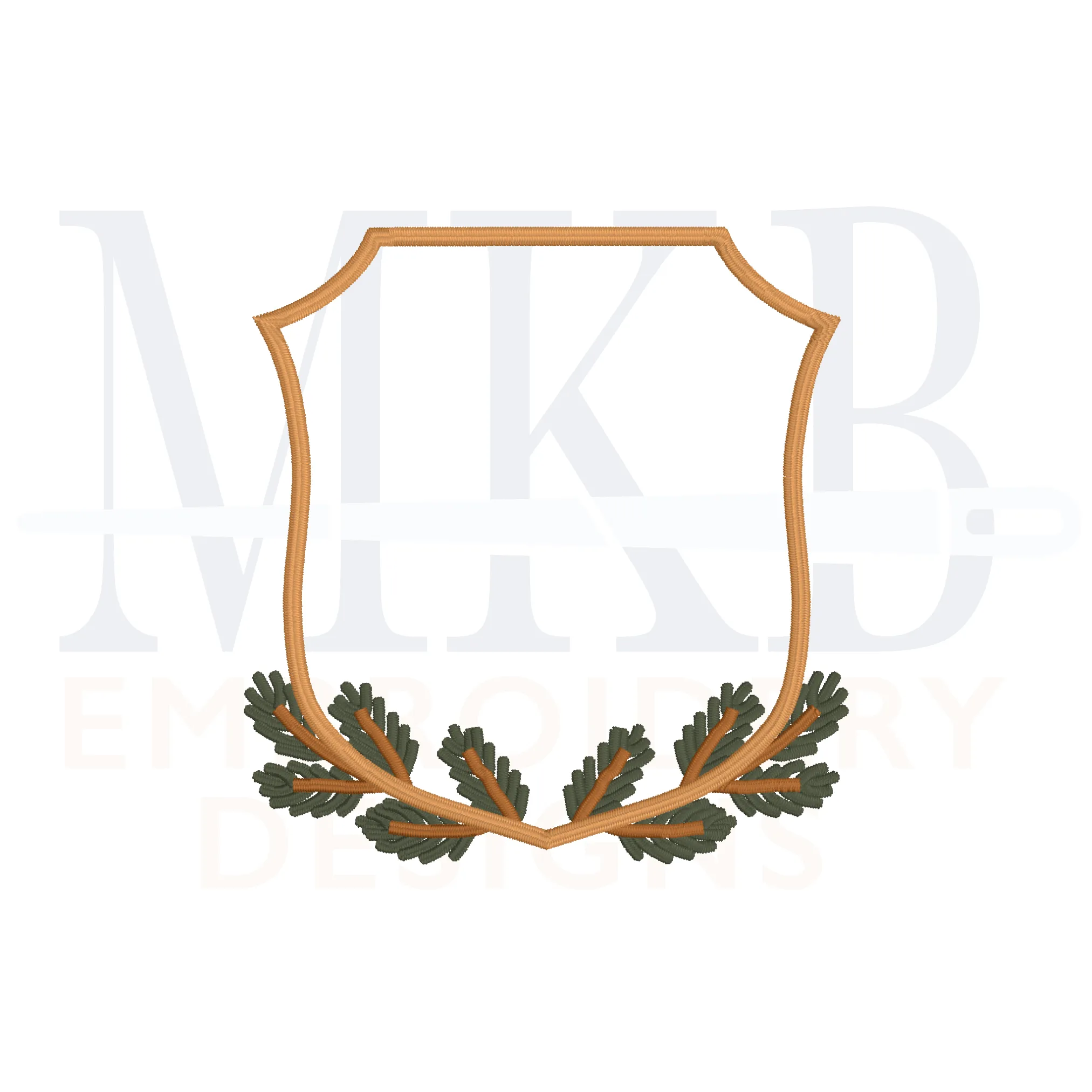 Pine Branch Crest Machine Embroidery Design File