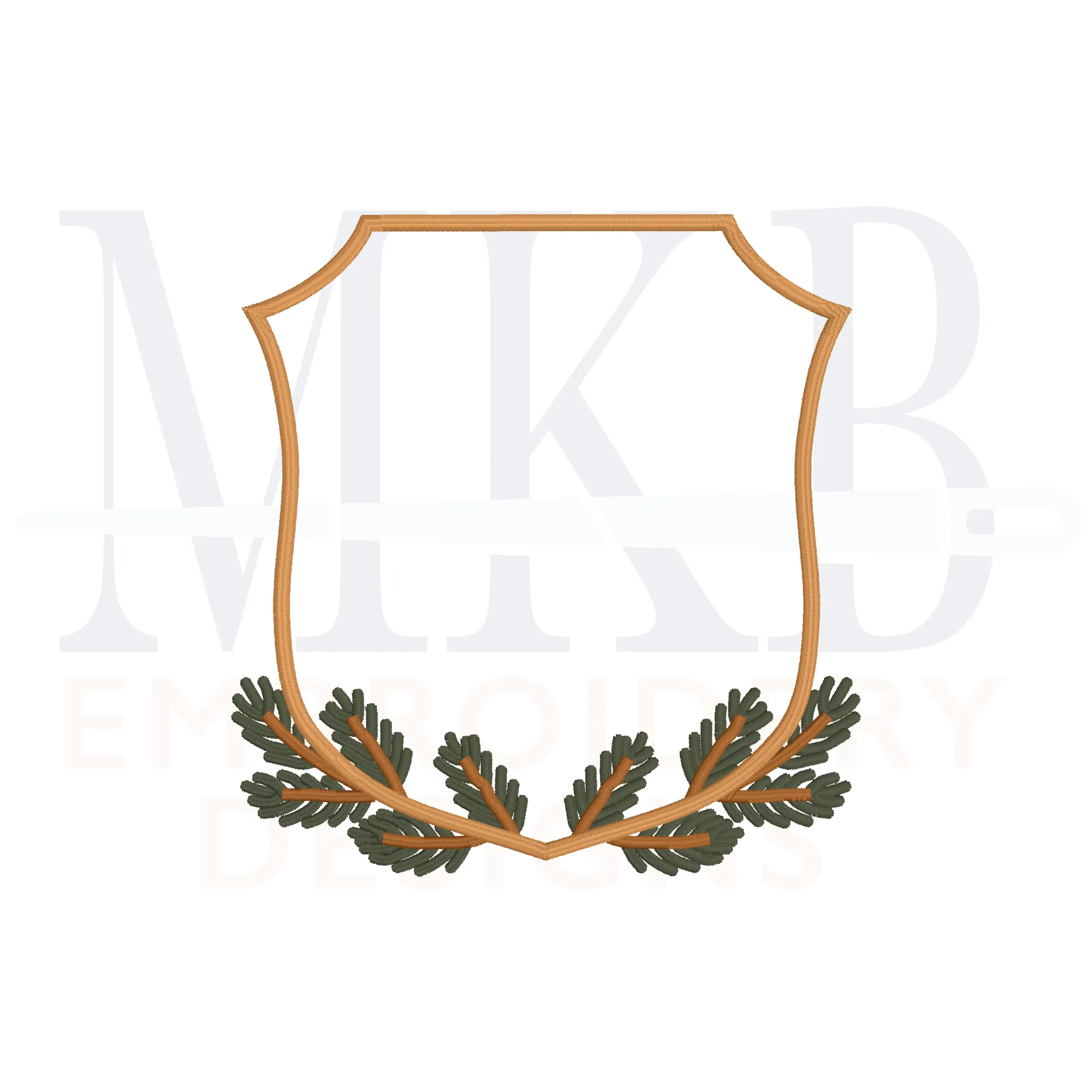 Pine Branch Crest Machine Embroidery Design File