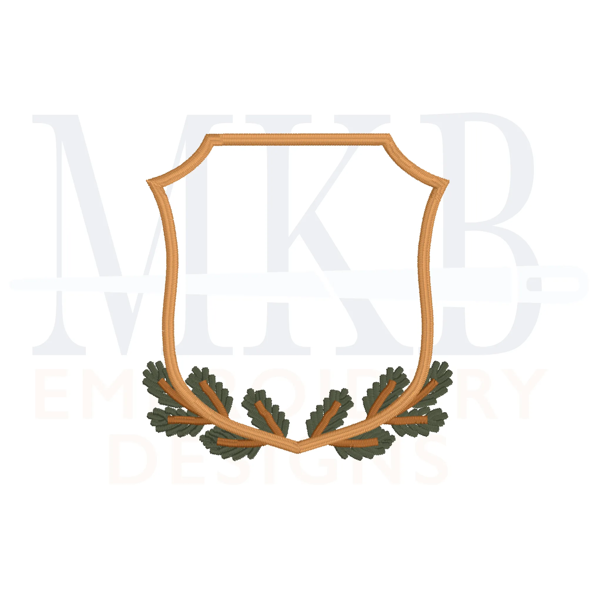 Pine Branch Crest Machine Embroidery Design File
