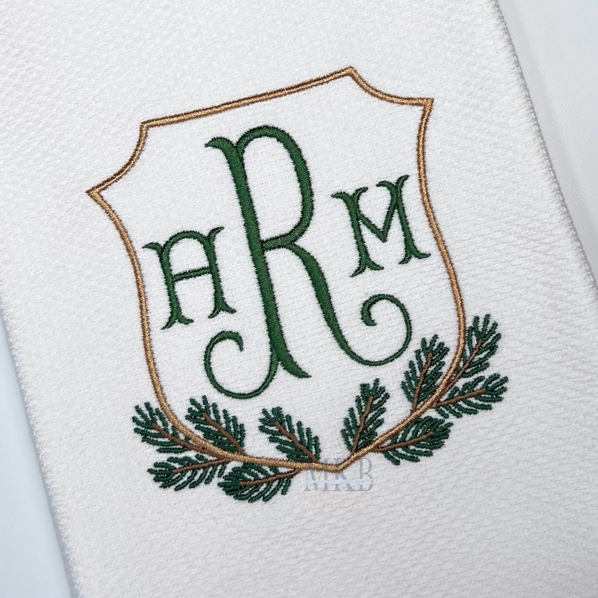 Pine Branch Crest Machine Embroidery Design File