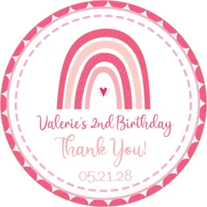 Pink Boho Rainbow Birthday Stickers