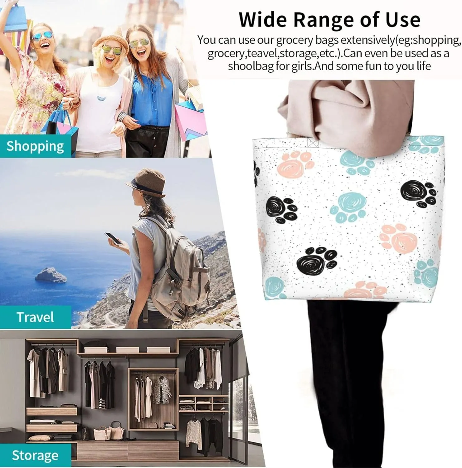 Pink Glasses Giraffe Tote Bag Shopping Bag Portable Handbags Tote Shoulder Bucket Bags for Women