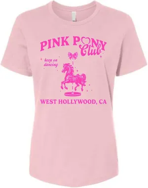 Pink Pony Club West Hollywood California Logo | Fan Lyrics Music Concert Merch Womens Premium T-Shirt