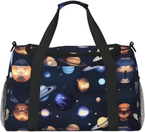 Planets Stars and Milky Way Galaxy print Carry on Bag Underseat Personal Item Bag Travel Duffel Bag Gym Carry On Sports Bag